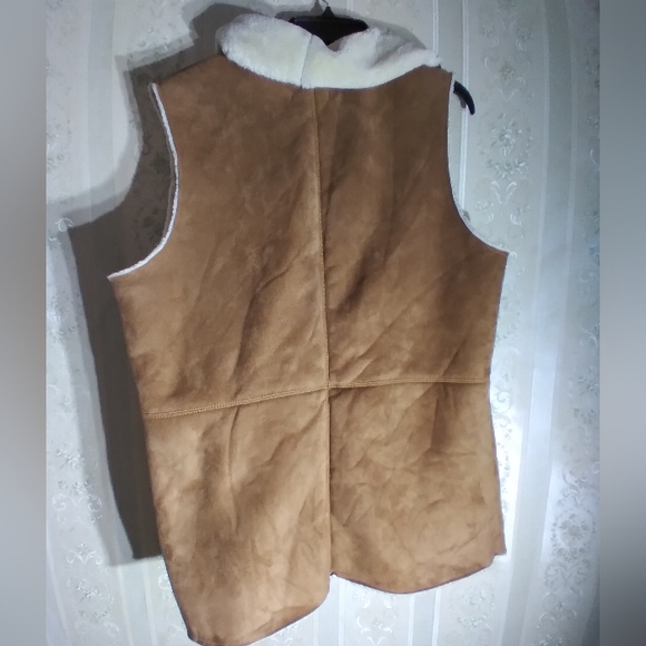 Westport 1962 long faux suede faux fur vest brown pockets XL - Picture 5 of 12
